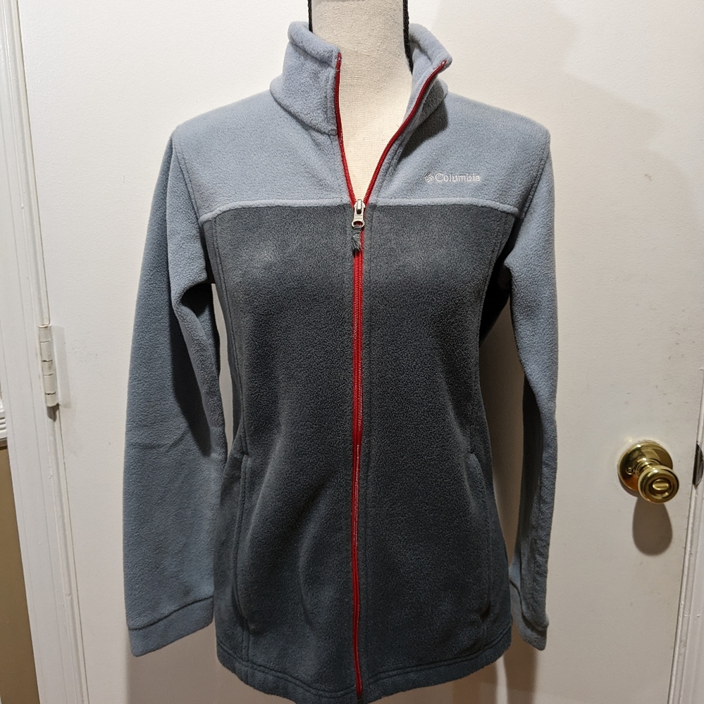 Women's Columbia fleece jacket, color blocked. Size large.